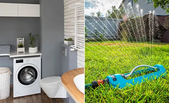 Regenwassernutzung für Haus und Garten Rasensprenger, Waschmaschine und WC
