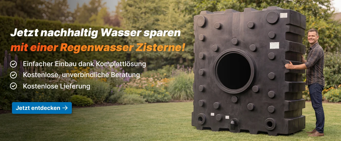 Kunststoffzisterne in einem Garten